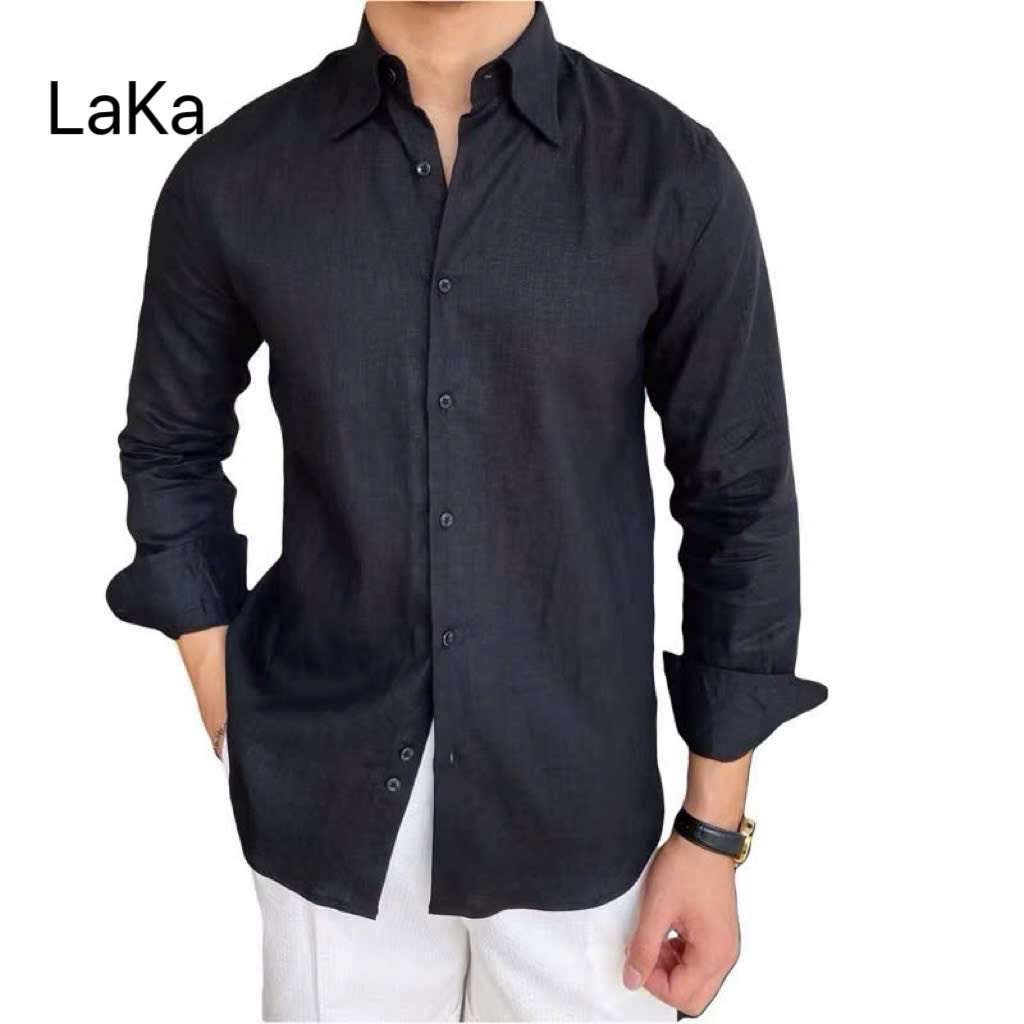 Áo đũi lụa nam dài tay cổ bẻ LaKa-Fashion HTPA